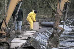 Picture of clearance work at Drumore Pond, December 2009, 27KB